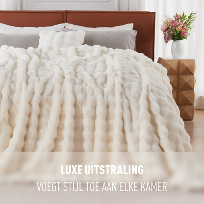 DreamCloud Faux-Fur Blanket Off-White