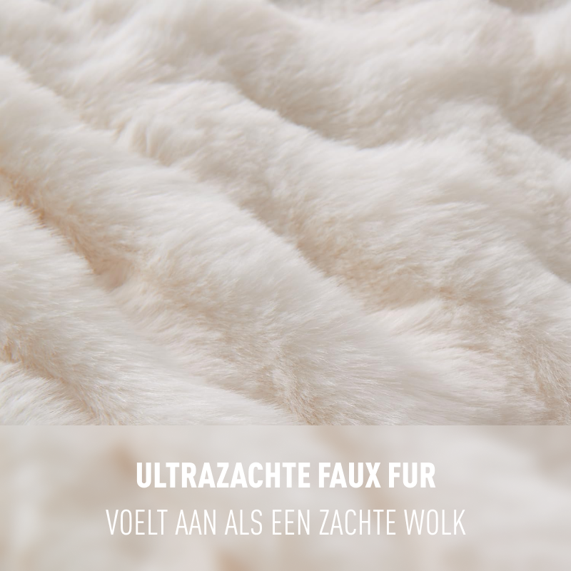 DreamCloud Faux-Fur Blanket Off-White