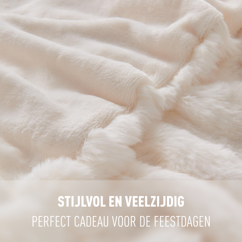 DreamCloud Faux-Fur Blanket Off-White