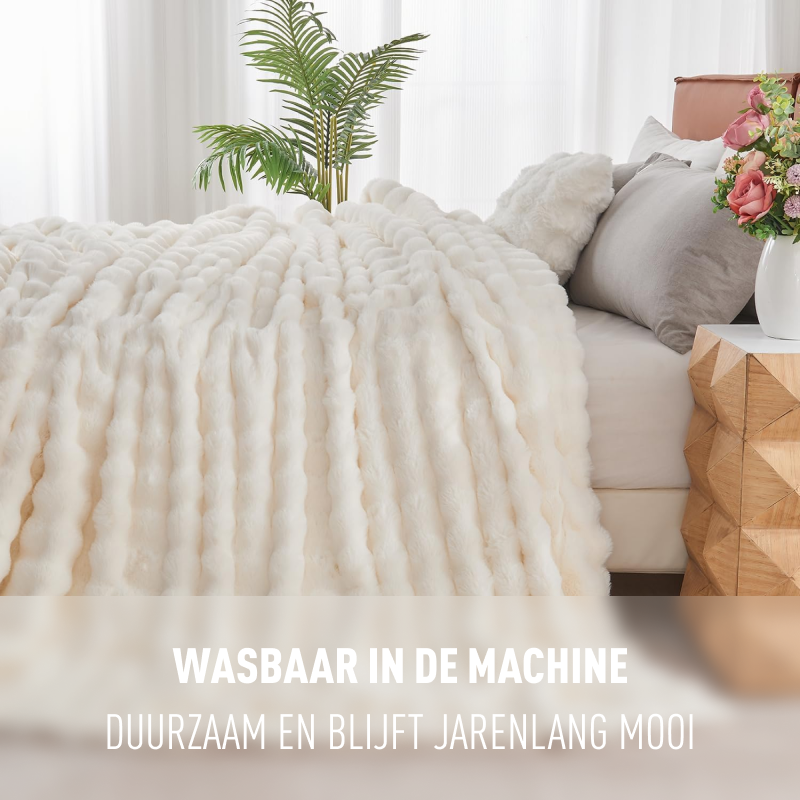 DreamCloud Faux-Fur Blanket Off-White