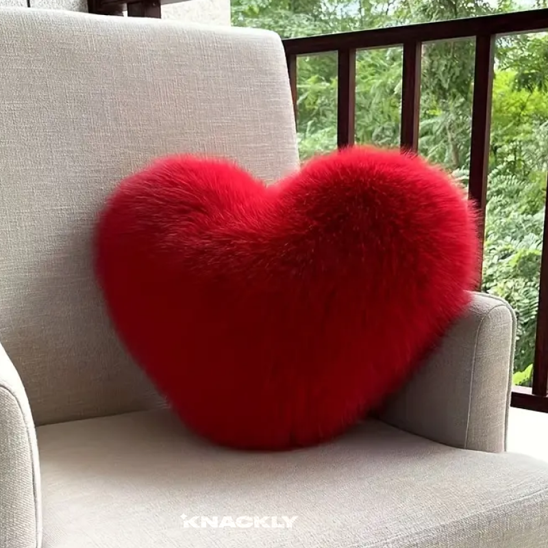 LoveLux Faux Fur Heart Pillow