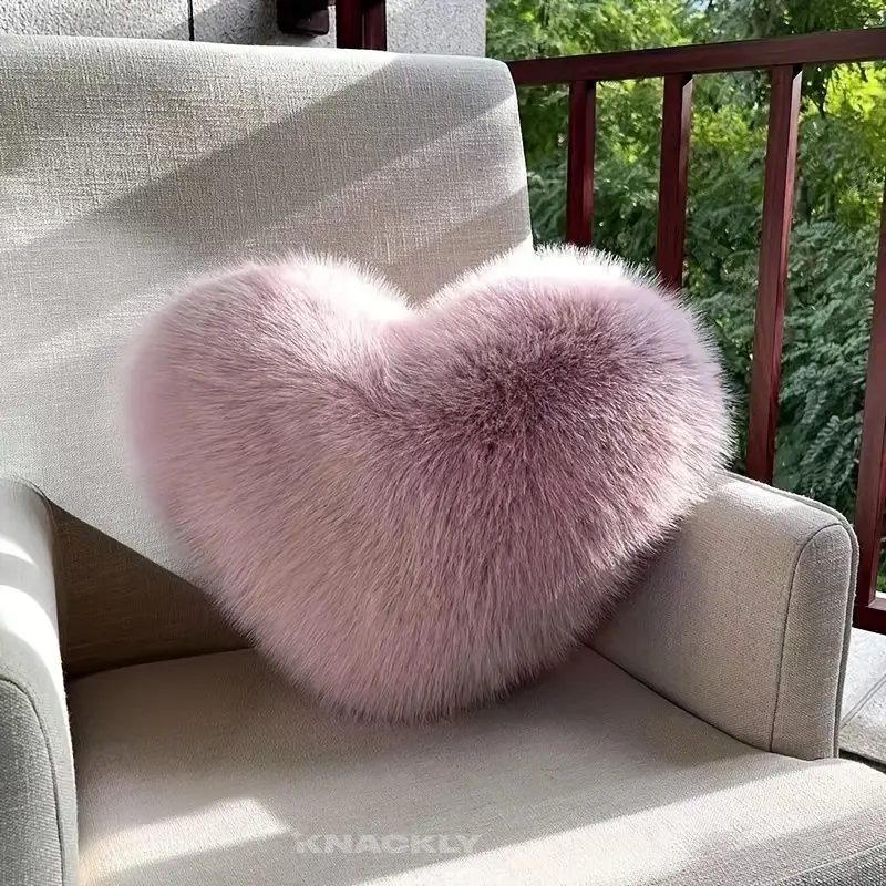 LoveLux Faux Fur Heart Pillow